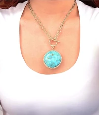 Southern Living x Barse Turquoise and Coral Quartet Convertible Pendant Necklace