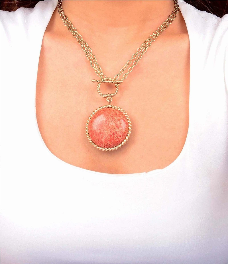 Southern Living x Barse Turquoise and Coral Quartet Convertible Pendant Necklace