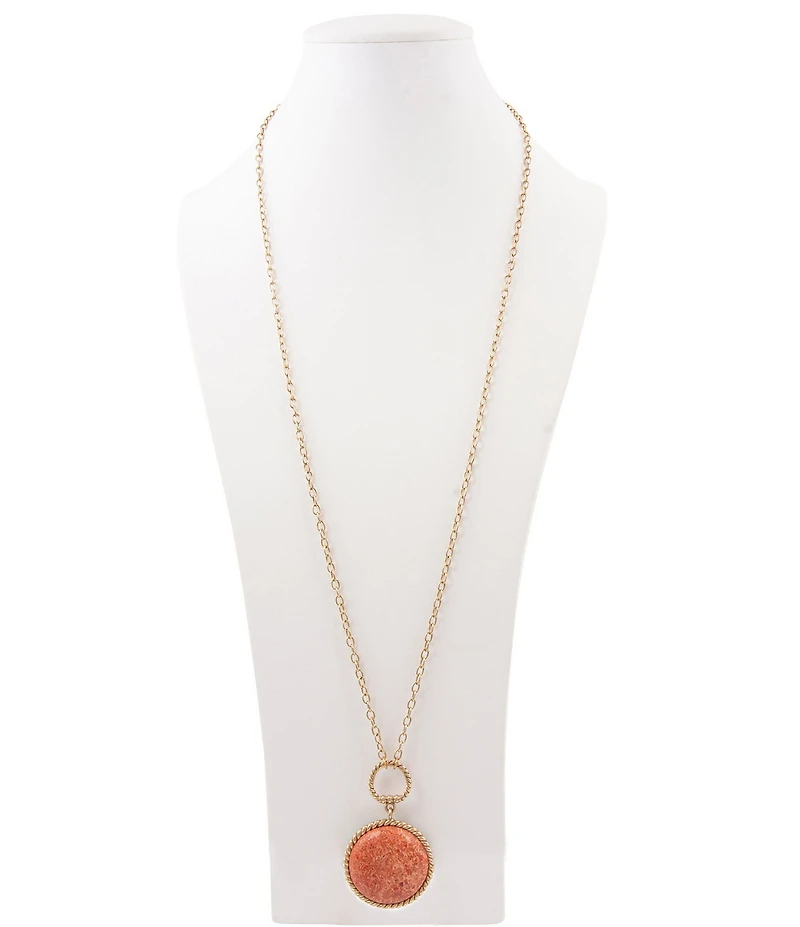 Southern Living x Barse Turquoise and Coral Quartet Convertible Pendant Necklace