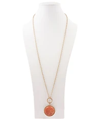 Southern Living x Barse Turquoise and Coral Quartet Convertible Pendant Necklace