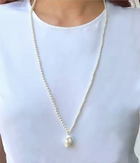 Southern Living x Barse Turquoise Magnesite and Shell Drift Convertible Long Pendant Necklace