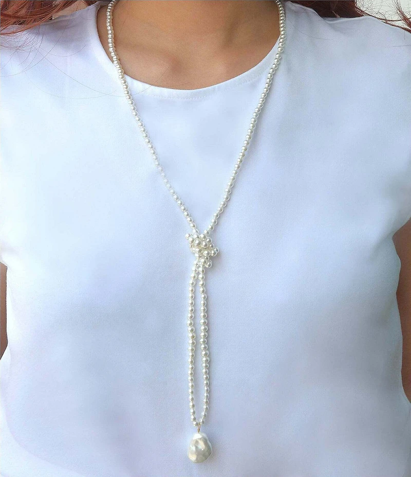 Southern Living x Barse Turquoise Magnesite and Shell Drift Convertible Long Pendant Necklace