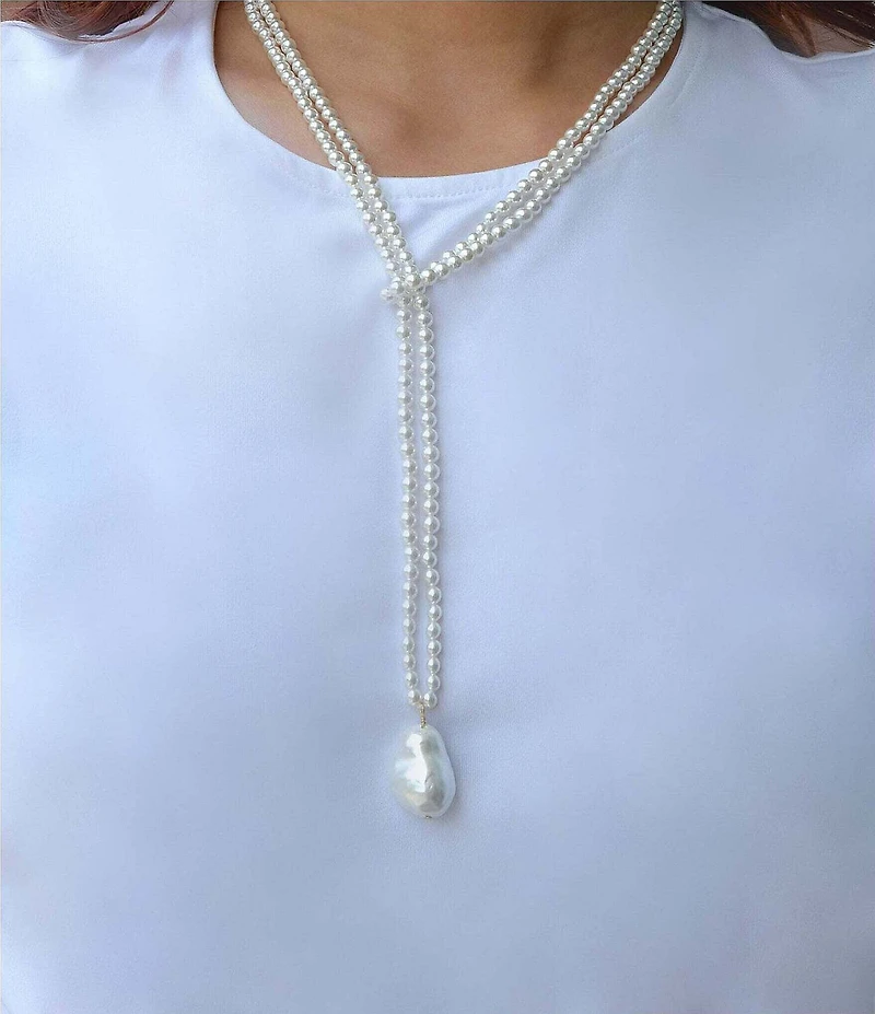 Southern Living x Barse Turquoise Magnesite and Shell Drift Convertible Long Pendant Necklace