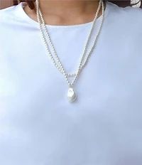 Southern Living x Barse Turquoise Magnesite and Shell Drift Convertible Long Pendant Necklace