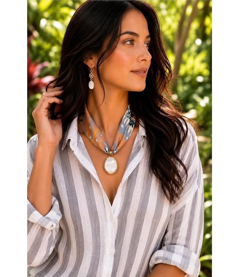 Southern Living x Barse Verona Golden And Genuine Stone Drop Earrings