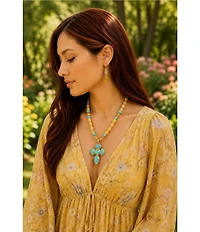 Southern Living x Barse Verona Golden And Genuine Stone Drop Earrings