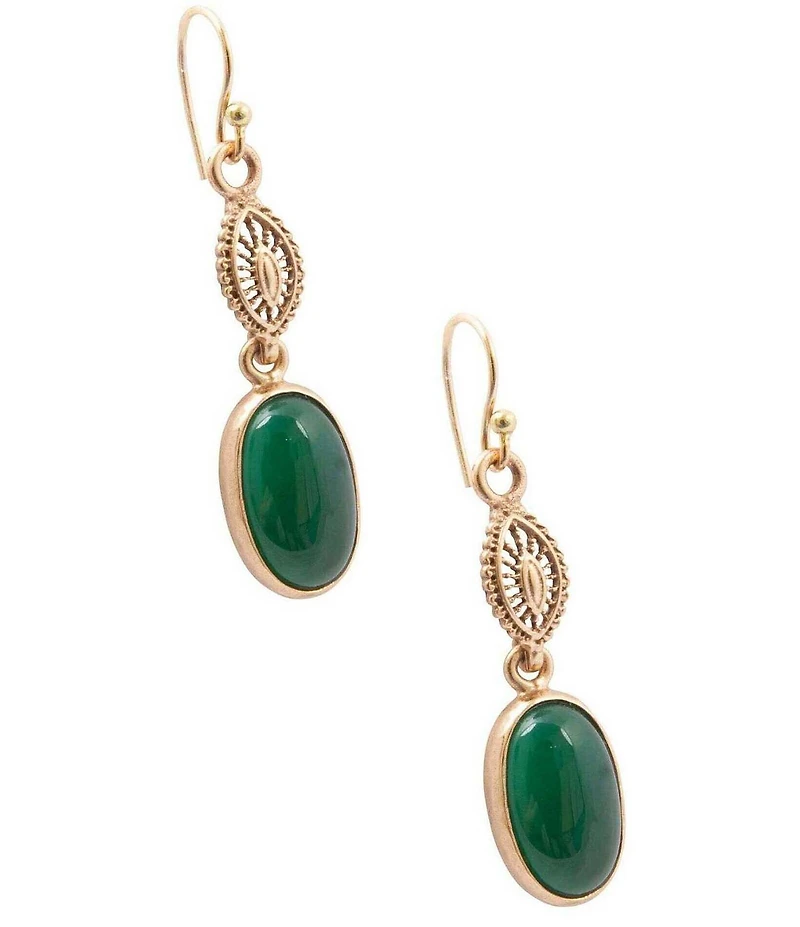 Southern Living x Barse Verona Golden Green Onyx Drop Earrings