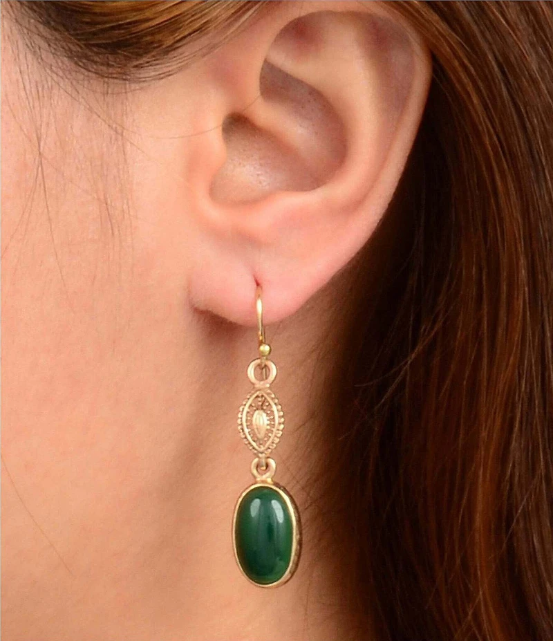 Southern Living x Barse Verona Golden Green Onyx Drop Earrings