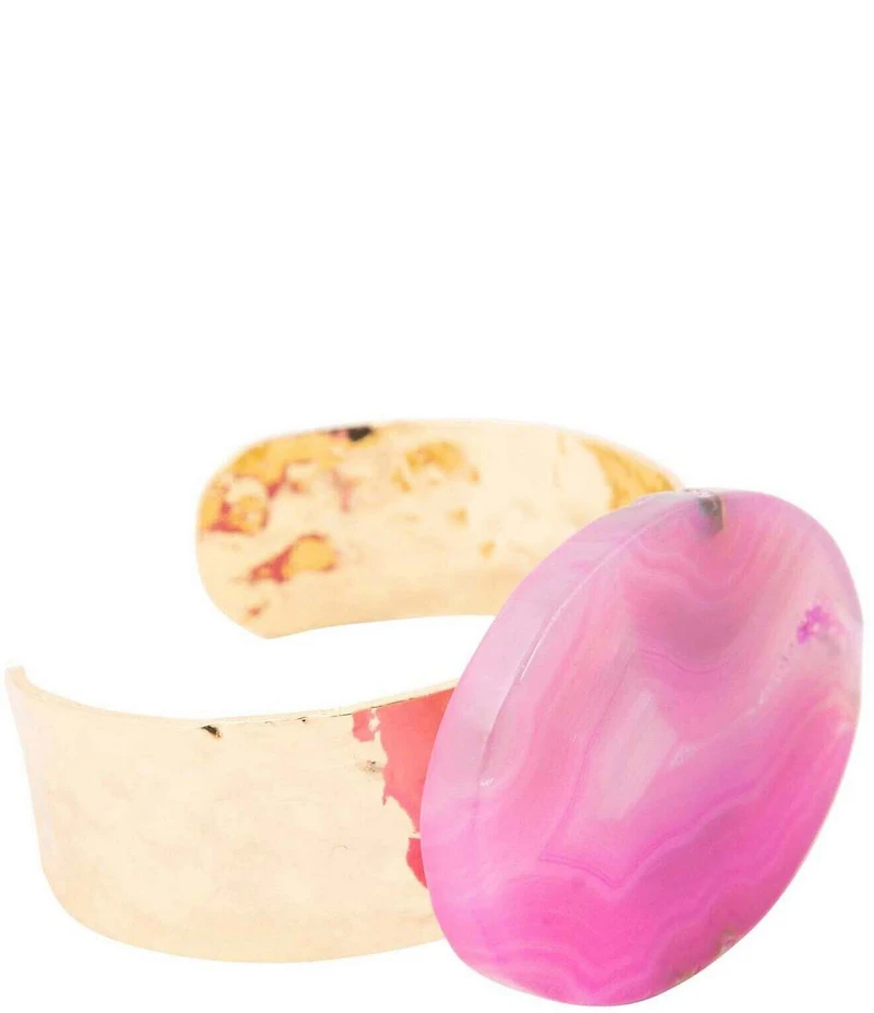 Southern Living x Barse Wild Bloom Fuchsia Agate Statement Cuff Bracelet