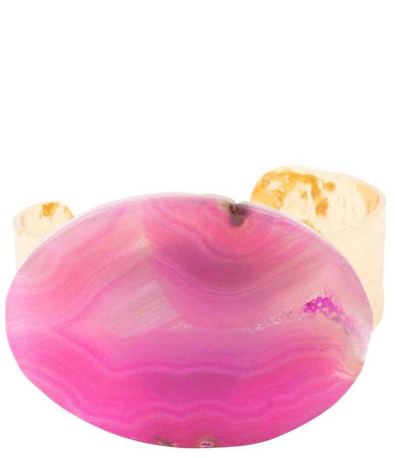 Southern Living x Barse Wild Bloom Fuchsia Agate Statement Cuff Bracelet