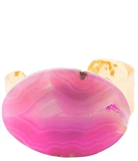 Southern Living x Barse Wild Bloom Fuchsia Agate Statement Cuff Bracelet