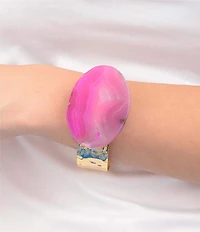 Southern Living x Barse Wild Bloom Fuchsia Agate Statement Cuff Bracelet