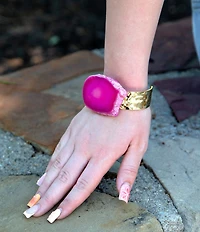 Southern Living x Barse Wild Bloom Fuchsia Agate Statement Cuff Bracelet
