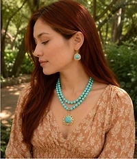 Southern Living x Barse Wild Terrain Golden And Genuine Turquoise Drop Earrings