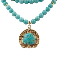 Southern Living x Barse Wild Terrain Golden And Genuine Turquoise Short Pendant Necklace