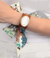 Southern Living x Barse Woodland Whisper Golden And Mother Of Pearl Scarf Adjustable Cuff Bracelet