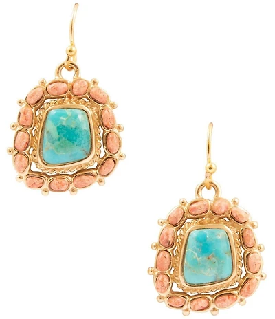 Southern Living x Barse Turquoise and Coral Horizon Drop Earrings