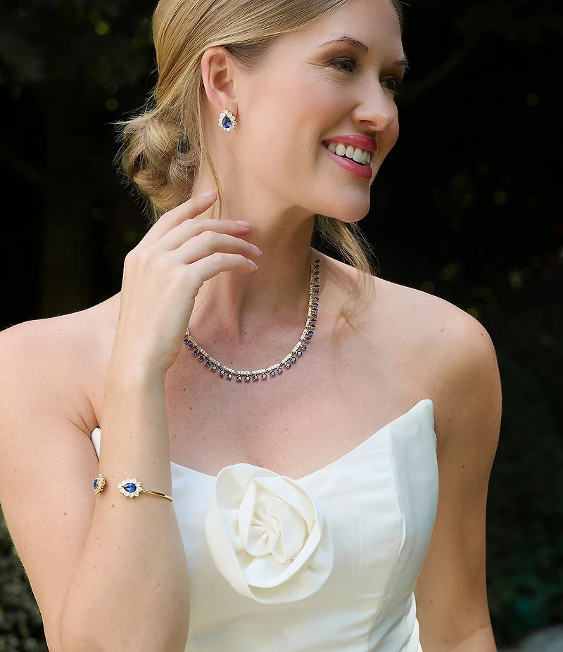 Southern Living x Borrowed & Blue Blue Teardrop Cubic Zirconia Cuff Bracelet