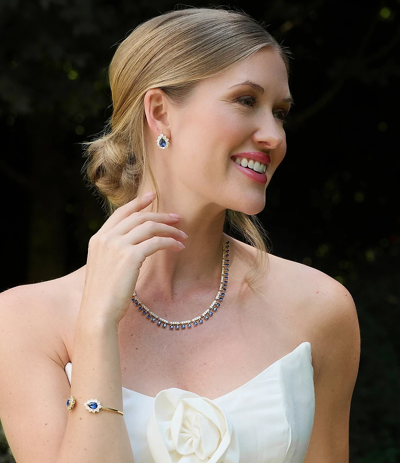 Southern Living x Borrowed & Blue Blue Teardrop Cubic Zirconia Stud Earrings