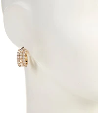 Southern Living x Borrowed & Blue Crystal CZ & Pearl Delicate Hoop Earrings