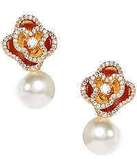 Southern Living x Borrowed & Blue Crystal CZ Pave Rose Pearl Drop Earrings