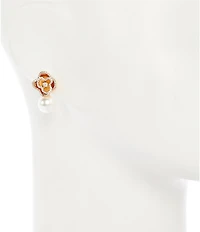 Southern Living x Borrowed & Blue Crystal CZ Pave Rose Pearl Drop Earrings