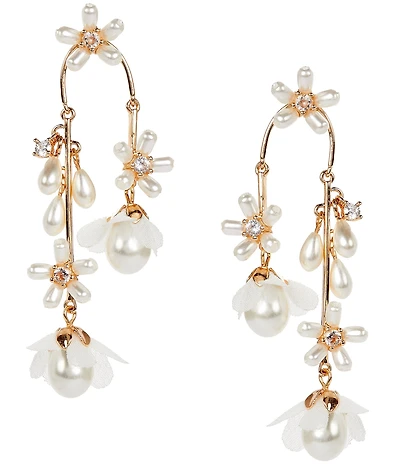 Southern Living x Borrowed & Blue Crystal CZ Pearl Flower Double Drop Earrings