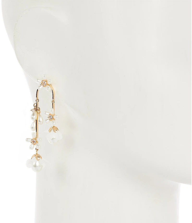 Southern Living x Borrowed & Blue Crystal CZ Pearl Flower Double Drop Earrings
