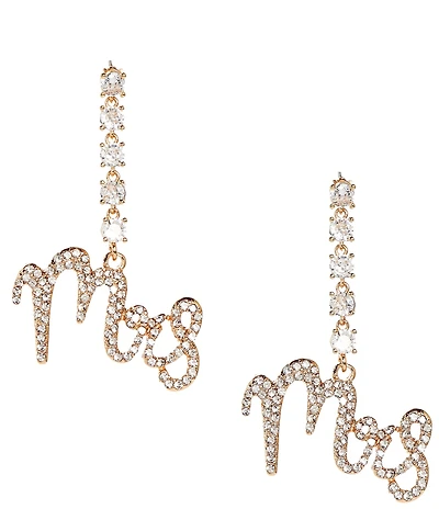Southern Living x Borrowed & Blue Crystal CZ Round Stone Linear Crystal Pave Mrs. Drop Earrings