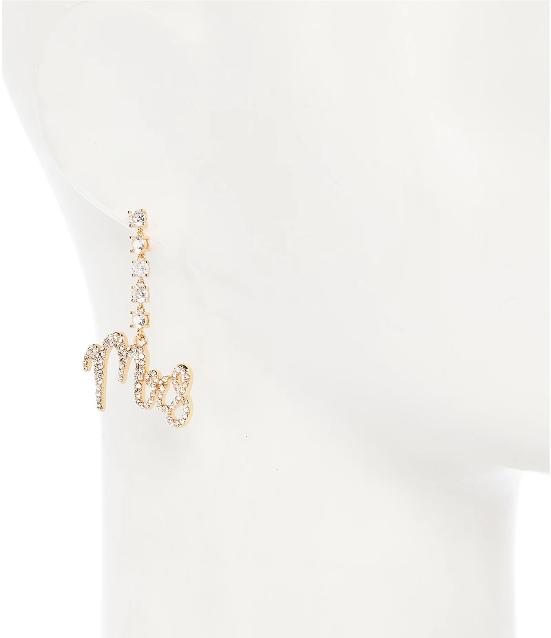 Southern Living x Borrowed & Blue Crystal CZ Round Stone Linear Crystal Pave Mrs. Drop Earrings