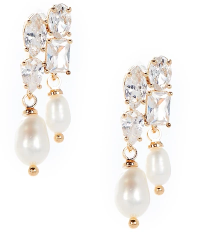 Southern Living x Borrowed & Blue Crystal Multi Stone Fresh Water Pearl Drop Earrings
