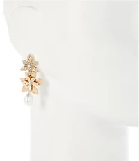 Southern Living x Borrowed & Blue Crystal Pave Multi Flower Linear Pearl Teardrop Drop Earrings