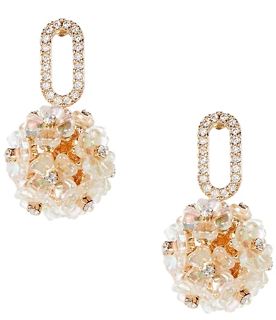 Southern Living x Borrowed & Blue Crystal Pave Oval Flower Ball Drop Earrings