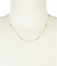 Southern Living x Borrowed & Blue Crystal Rhinestone & Freshwater Pearl Delicate Chain Necklace