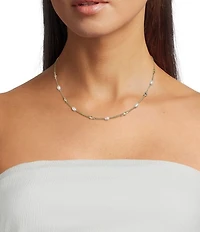 Southern Living x Borrowed & Blue Crystal Rhinestone & Freshwater Pearl Delicate Chain Necklace