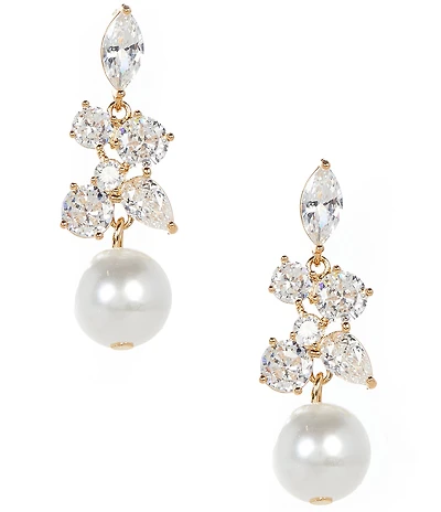 Southern Living x Borrowed & Blue Cubic Zirconia Stone and Pearl Drop Earrings