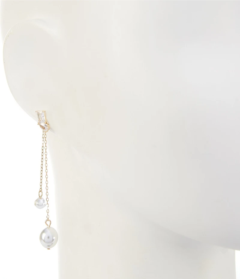 Southern Living x Borrowed & Blue Cubic Zirconia Stone and Pearl Front Back Earrings