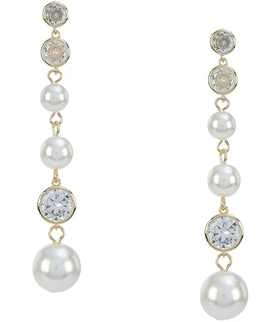 Southern Living x Borrowed & Blue Cubic Zirconia Stone and Pearl Linear Earrings