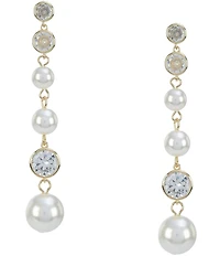 Southern Living x Borrowed & Blue Cubic Zirconia Stone and Pearl Linear Earrings