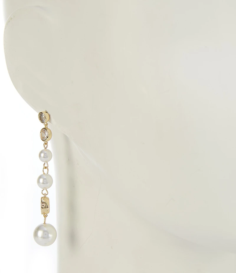 Southern Living x Borrowed & Blue Cubic Zirconia Stone and Pearl Linear Earrings