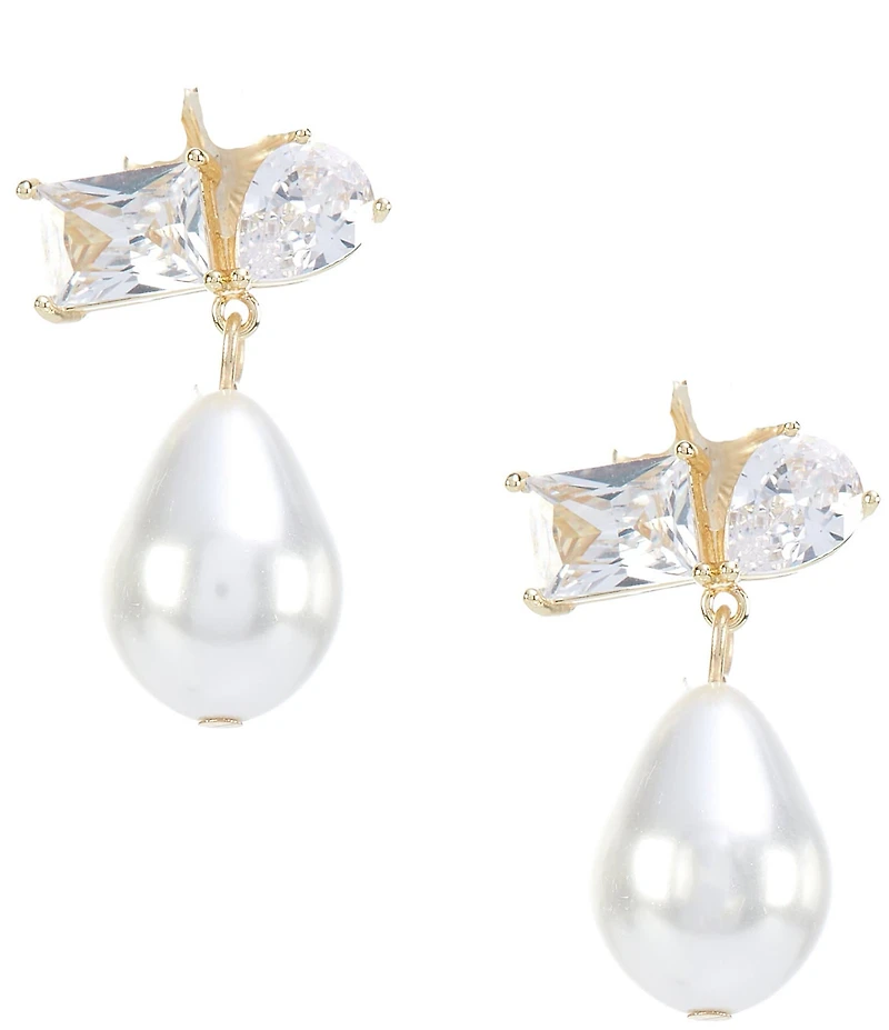 Southern Living x Borrowed & Blue Cubic Zirconia Stone Cluster with Pearl Drop Earrings