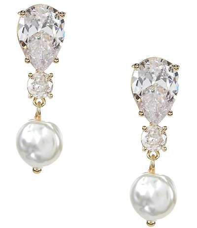 Southern Living x Borrowed & Blue Cubic Zirconia Stone Drop Earrings with Pearl