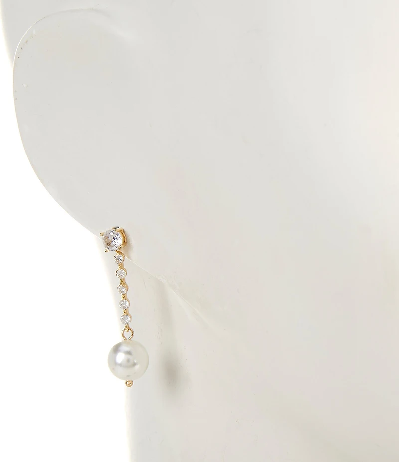 Southern Living x Borrowed & Blue Cubic Zirconia Stone Linear Earrings with Pearl