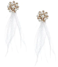 Southern Living x Borrowed & Blue CZ & Pearl Cluster Stud White Multi Feather Drop Earrings