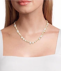 Southern Living x Borrowed & Blue Delicate Pearl And Cubic Zirconia Collar Necklace
