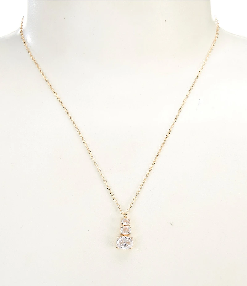 Southern Living x Borrowed & Blue Delicate Three Drop Cubic Zirconia Short Pendant Necklace