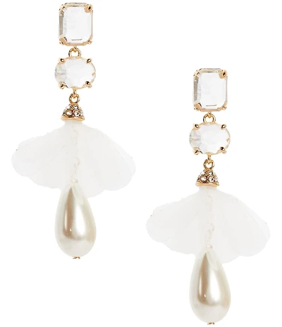 Southern Living x Borrowed & Blue Faceted Stone Flower Pearl Drop Earrings