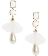 Southern Living x Borrowed & Blue Faceted Stone Flower Pearl Drop Earrings