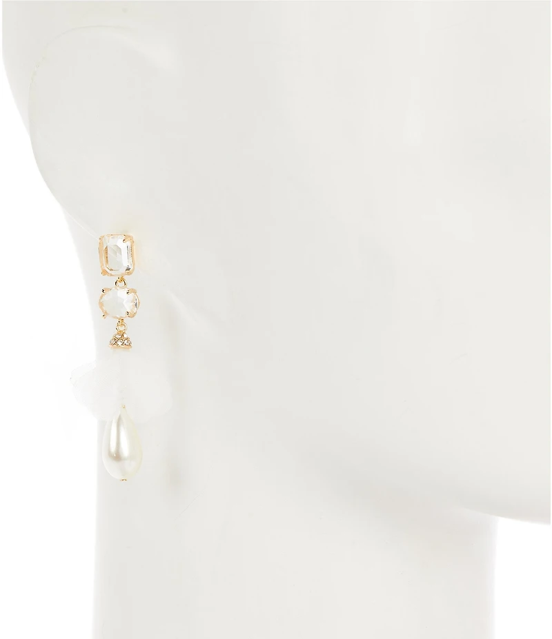 Southern Living x Borrowed & Blue Faceted Stone Flower Pearl Drop Earrings