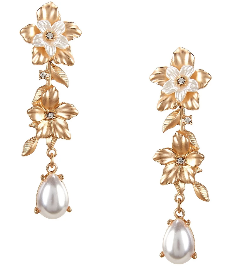 Southern Living x Borrowed & Blue Flower Semi Precious Stone Linear Earring